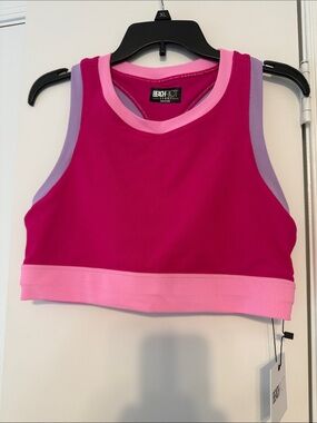 Beach Riot Fuchsia, Light Pink & Lavender Colorblock Cropped Tank XL NWL